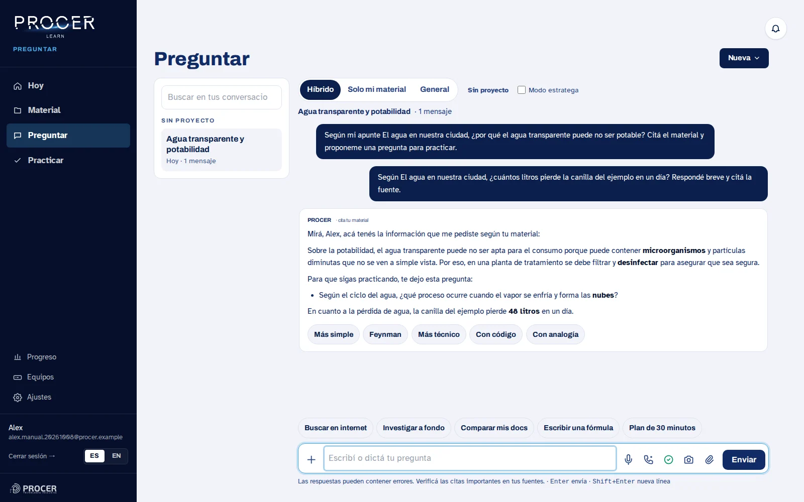 Captura de Learn: Pasá de leer a preguntar