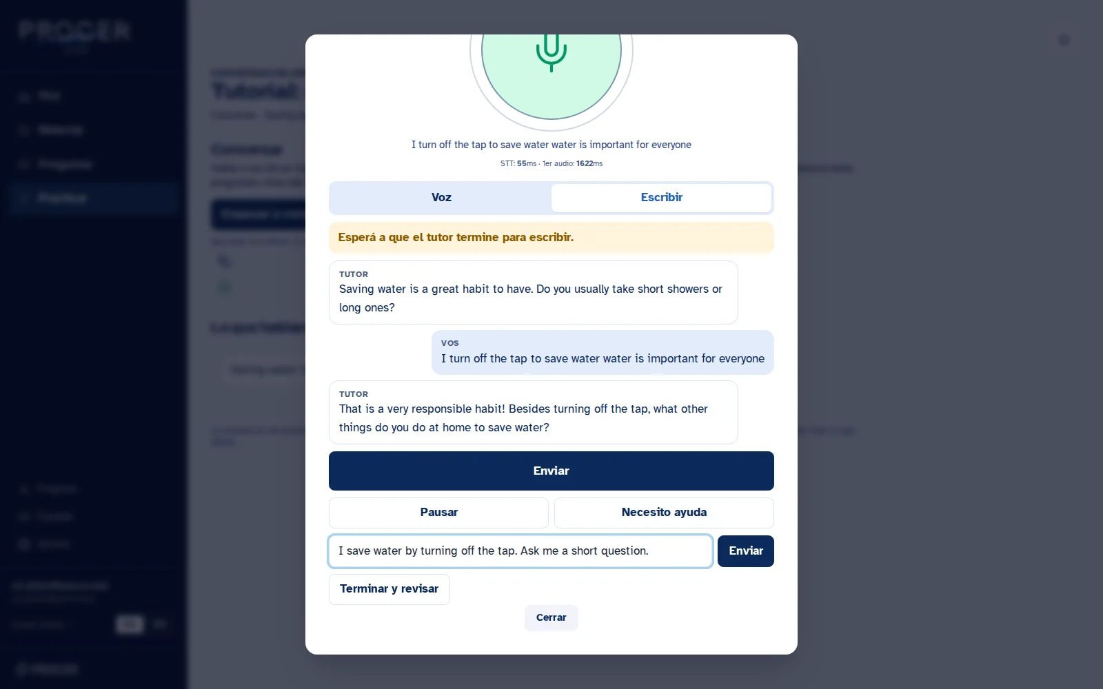 Captura de Learn: Pasá a texto cuando lo necesites