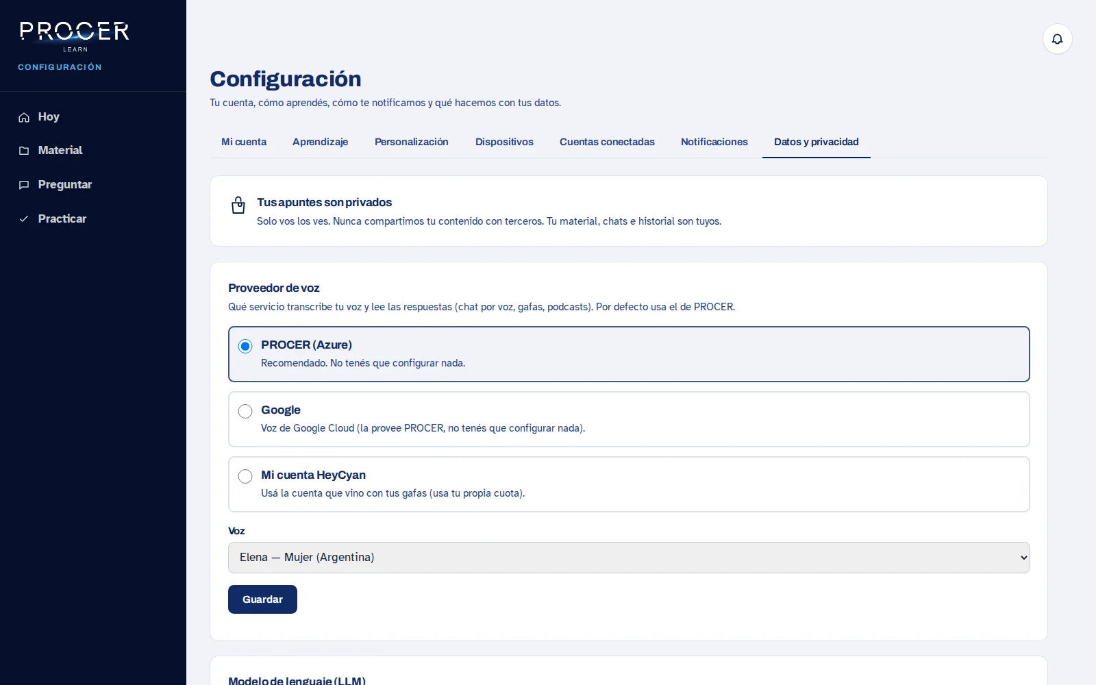 Captura de Learn: Usá las opciones avanzadas con un propósito
