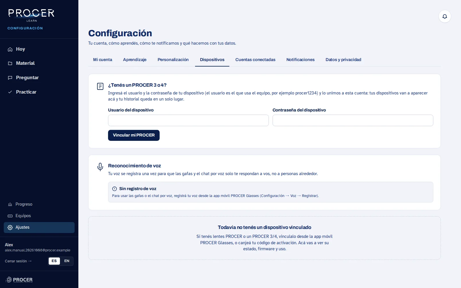 Captura de Learn: Antes de desvincular