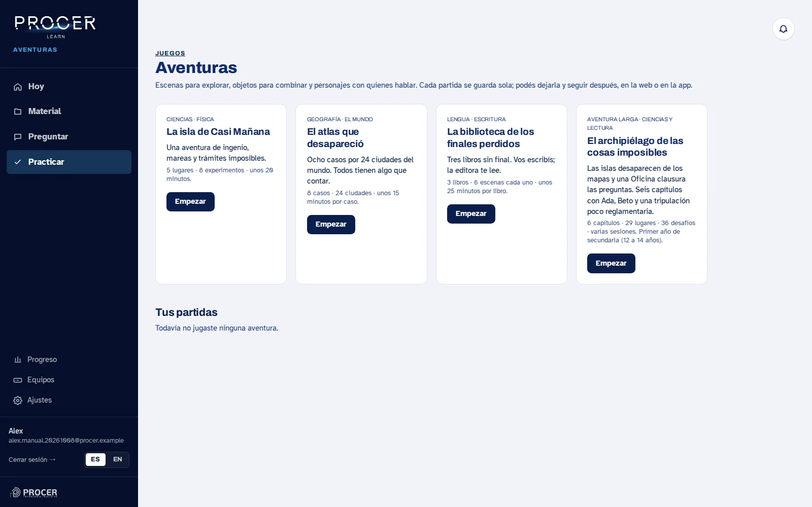 Captura de Learn: Aventuras gráficas: controles y accesibilidad
