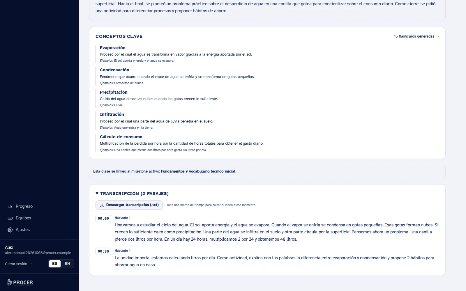Captura de Learn: Revisá y estudiá
