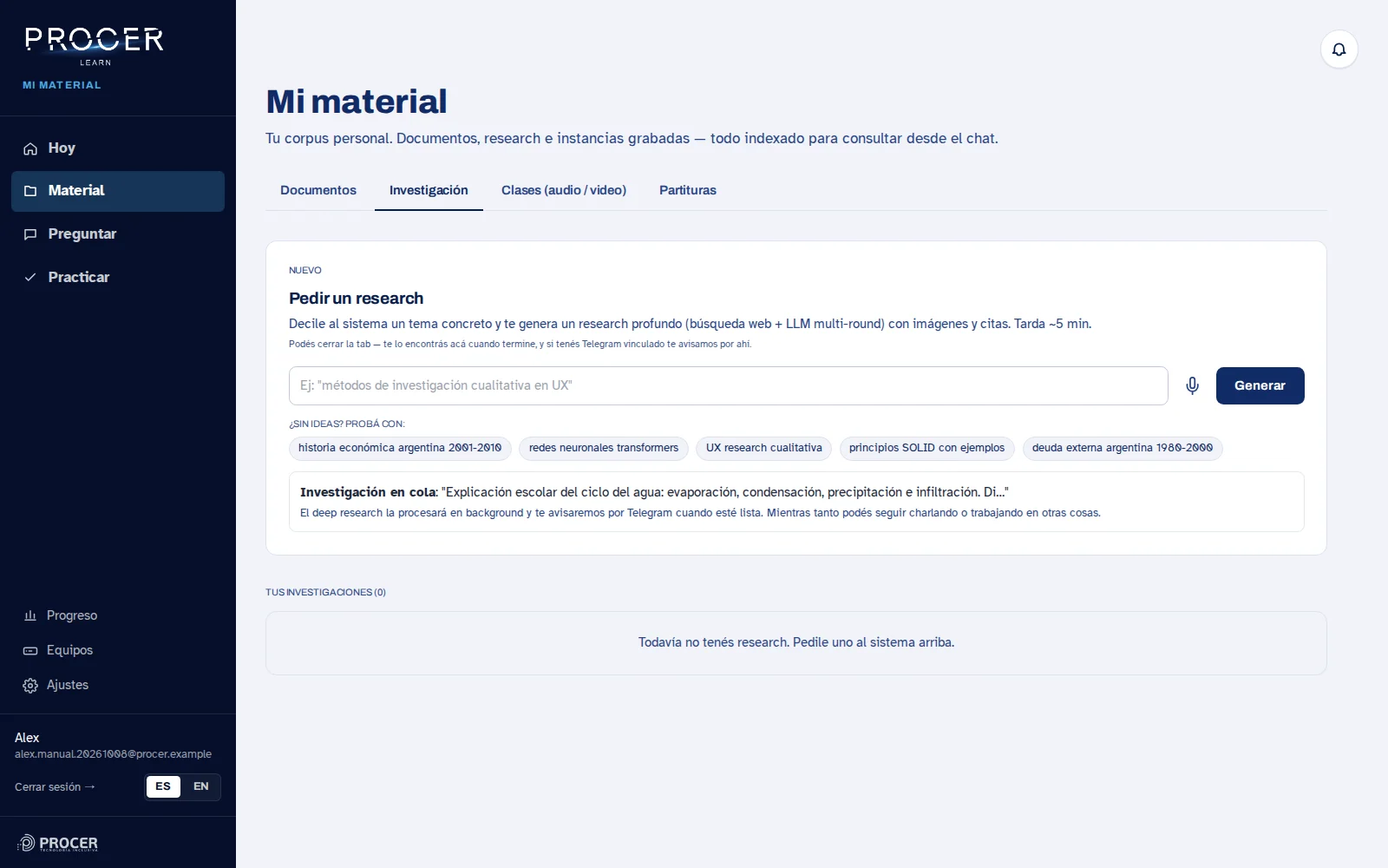 Captura de Learn: Iniciá una sola vez